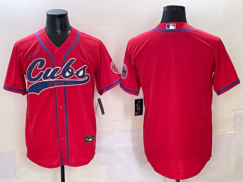 Men 2025 Chicago Cubs Blank Red Joint Name Nike MLB Jersey style 1->chicago cubs->MLB Jersey